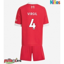Camiseta Liverpool Virgil van Dijk #4 Primera Equipación para niños 2025-26 manga corta (+ pantalones cortos)